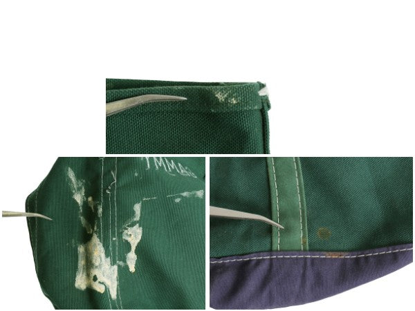 90s 00s USA製 ★ エルエルビーン キャンバス トート バッグ MEDIUM オールド アウトドア オープントップ ツートン デラックス 無地 紺 緑
