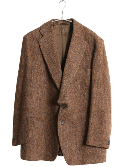 70s ハリスツイード テーラード ジャケット メンズ XL 程 ヴィンテージ ブレザー ツイード ウール マルチカラー ヘリンボーン 大きいサイズ