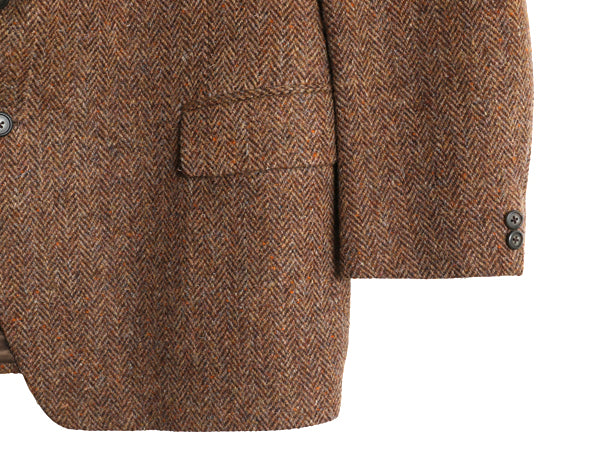 70s ハリスツイード テーラード ジャケット メンズ XL 程 ヴィンテージ ブレザー ツイード ウール マルチカラー ヘリンボーン 大きいサイズ