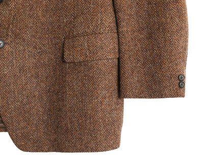 70s ハリスツイード テーラード ジャケット メンズ XL 程 ヴィンテージ ブレザー ツイード ウール マルチカラー ヘリンボーン 大きいサイズ