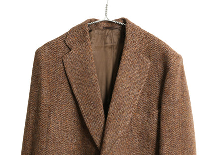 70s ハリスツイード テーラード ジャケット メンズ XL 程 ヴィンテージ ブレザー ツイード ウール マルチカラー ヘリンボーン 大きいサイズ