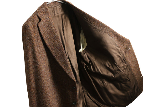 70s ハリスツイード テーラード ジャケット メンズ XL 程 ヴィンテージ ブレザー ツイード ウール マルチカラー ヘリンボーン 大きいサイズ