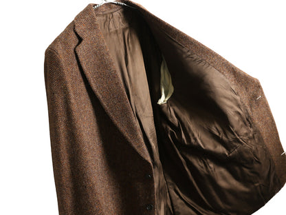 70s ハリスツイード テーラード ジャケット メンズ XL 程 ヴィンテージ ブレザー ツイード ウール マルチカラー ヘリンボーン 大きいサイズ