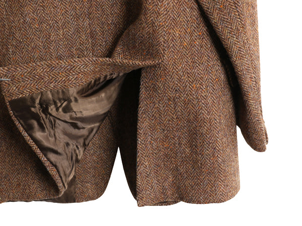 70s ハリスツイード テーラード ジャケット メンズ XL 程 ヴィンテージ ブレザー ツイード ウール マルチカラー ヘリンボーン 大きいサイズ