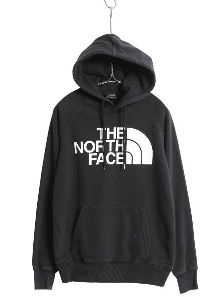 US企画 ノースフェイス プリント スウェット フード パーカー レディース XS / 古着 アウトドア 裏起毛 プルオーバー トレーナー ブラック