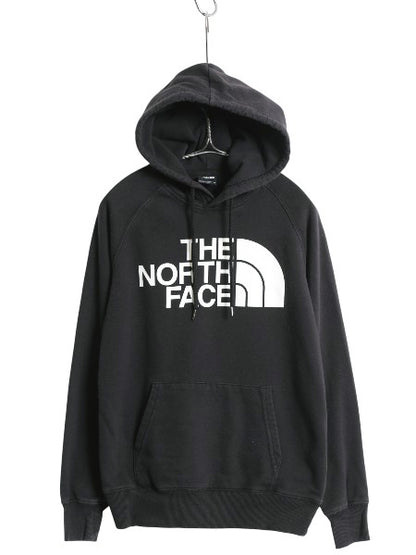 US企画 ノースフェイス プリント スウェット フード パーカー レディース XS / 古着 アウトドア 裏起毛 プルオーバー トレーナー ブラック