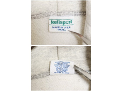 90s USA製 Kellsport 2段 プリント スウェット フード パーカー メンズ S / オールド リバース タイプ トレーナー 裏起毛 プルオーバー 灰