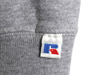 90s ラッセル 2段 カレッジ プリント スウェット メンズ レディース XL / オールド トレーナー 裏起毛 前V クルーネック 大きいサイズ 灰