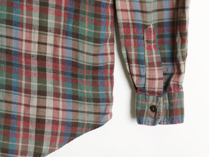 90s ポロ ラルフローレン チェック 長袖 シャツ メンズ L / オールド 古着 コットン ウール 薄手 ポニー なし マルチカラー ヴィエラ 素材