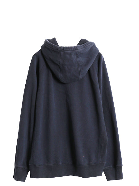 00s オールド ギャップ フルジップ スウェット フード パーカー メンズ L 古着 無地 トレーナー リバース タイプ 裏起毛 ヘビーウェイト 紺