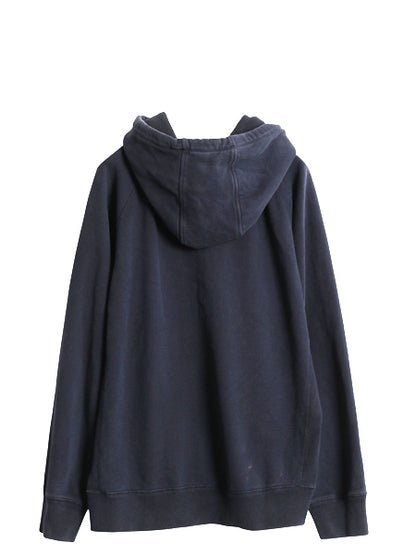 00s オールド ギャップ フルジップ スウェット フード パーカー メンズ L 古着 無地 トレーナー リバース タイプ 裏起毛 ヘビーウェイト 紺