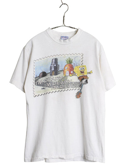 00s スポンジボブ イラスト プリント Tシャツ メンズ レディース M / オールド キャラクター アニメ グラフィック ヘビーウェイト コットン