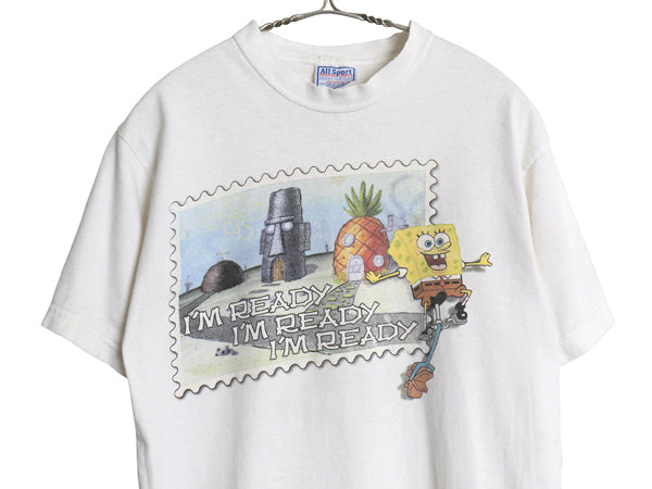 00s スポンジボブ イラスト プリント Tシャツ メンズ レディース M / オールド キャラクター アニメ グラフィック ヘビーウェイト コットン