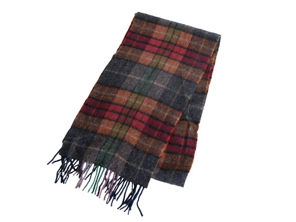 90s アイルランド製 JOHN HANLY フリンジ付き マフラー メンズ レディース 古着 オールド ラム ウール チェック シンプル カジュアル 防寒