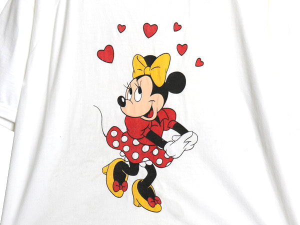 80s USA製 ミニー イラスト プリント Tシャツ メンズ レディース L ヴィンテージ キャラクター ミッキー ディズニー オフィシャル ラグラン