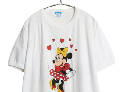80s USA製 ミニー イラスト プリント Tシャツ メンズ レディース L ヴィンテージ キャラクター ミッキー ディズニー オフィシャル ラグラン