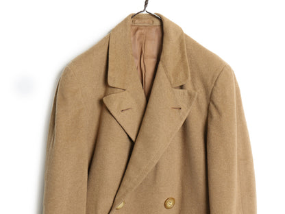 50s 60s USA製 Morris ダブルブレスト ポロ コート メンズ M 程 ヴィンテージ 100% カシミヤ チェスター ロングコート フィールド キャメル