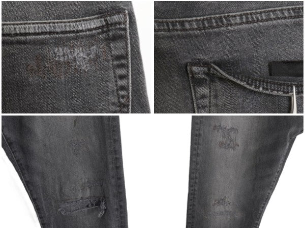 ポロ ラルフローレン ブラック デニム パンツ メンズ 36 34 / リペア クラッシュ ヴィンテージ 加工 ジーンズ ジーパン スリム ストレート 