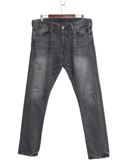 ポロ ラルフローレン ブラック デニム パンツ メンズ 36 34 / リペア クラッシュ ヴィンテージ 加工 ジーンズ ジーパン スリム ストレート 