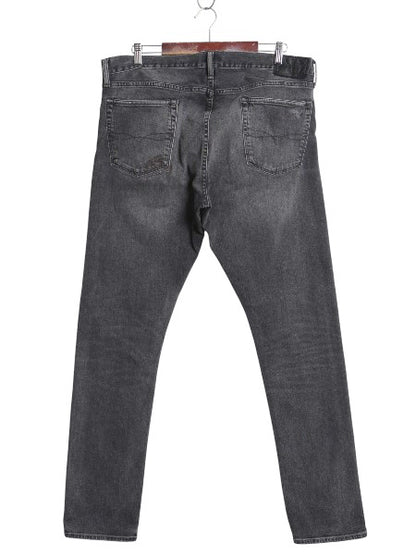 ポロ ラルフローレン ブラック デニム パンツ メンズ 36 34 / リペア クラッシュ ヴィンテージ 加工 ジーンズ ジーパン スリム ストレート 
