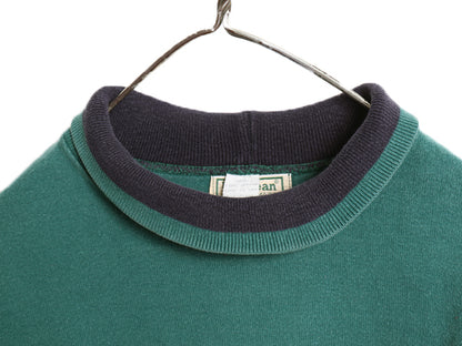 80s USA製 エルエルビーン モックネック ボーダー 長袖 Tシャツ メンズ M ヴィンテージ ロンT ラガーシャツ 素材 ヘビーウェイト コットン