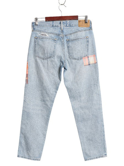 ポロ ラルフローレン デニム パンツ 実寸 30 レディース M / ヴィンテージ モデル ジーンズ ジーパン スリム テーパード 赤耳 パッチワーク