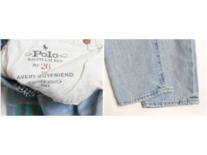 ポロ ラルフローレン デニム パンツ 実寸 30 レディース M / ヴィンテージ モデル ジーンズ ジーパン スリム テーパード 赤耳 パッチワーク