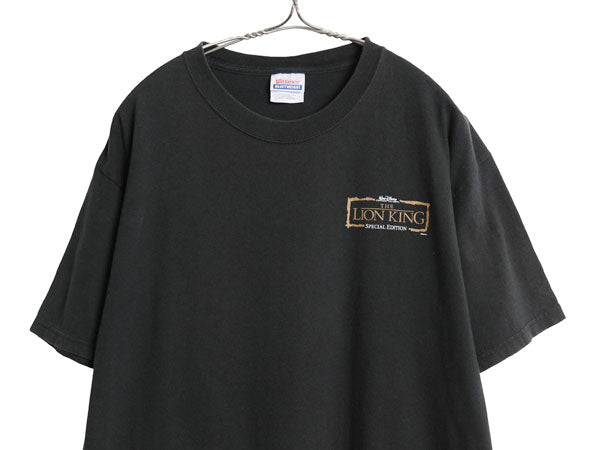 00s ライオンキング ロゴ プリント Tシャツ メンズ L / 古着 オールド 映画 ムービー ディズニー オフィシャル アニメ ヘビーウェイト 黒