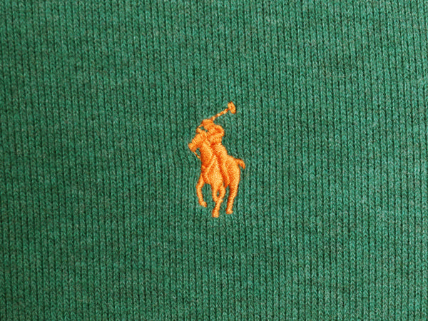 ポロ ラルフローレン ハーフジップ スウェット メンズ L プルオーバー コットン ニット ストレッチ ワンポイント ポニー刺繍 ハイネック 緑