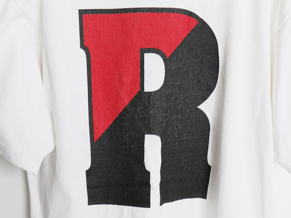 90s USA製 両面 カレッジ プリント 半袖 Tシャツ メンズ L / オールド カットソー クルーネック バックプリント ヘビーウェイト ホワイト