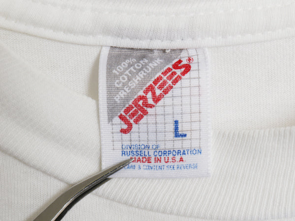 90s USA製 両面 カレッジ プリント 半袖 Tシャツ メンズ L / オールド カットソー クルーネック バックプリント ヘビーウェイト ホワイト