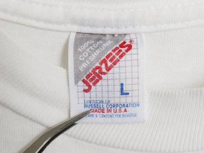 90s USA製 両面 カレッジ プリント 半袖 Tシャツ メンズ L / オールド カットソー クルーネック バックプリント ヘビーウェイト ホワイト