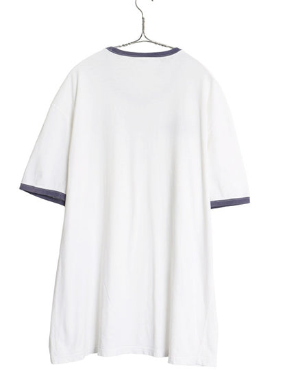 00s ポロ ラルフローレン チョコチン リンガー Tシャツ メンズ L オールド ワッペン 刺繍 ヴィンテージ モデル カットソー ツートン 白 紺