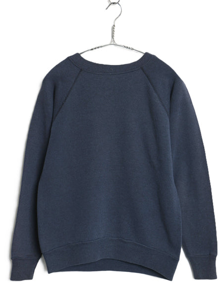 70s 80s USA製 3段 カレッジ プリント スウェット メンズ XS レディース S 程 古着 ヴィンテージ トレーナー ベルバシーン 裏起毛 ネイビー