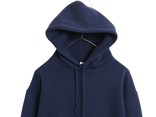 90s USA製 ラッセル 無地 スウェット フード パーカー メンズ レディース M / オールド トレーナー プルオーバー 裏起毛 ブランク ネイビー