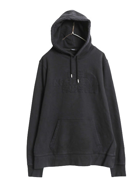 ノースフェイス スウェット フード パーカー メンズ L / 裏起毛 ロゴ 刺繍 プルオーバー トレーナー アウトドア ヘビーウェイト ブラック