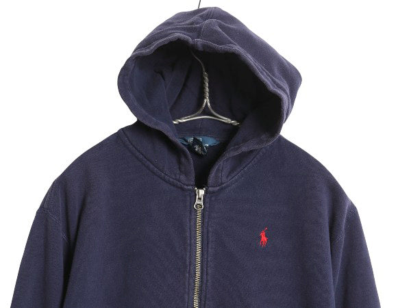 00s ポロ ラルフローレン フルジップ スウェット フード パーカー キッズ XL メンズ S 程/ 古着 オールド トレーナー 裏起毛 ワンポイント