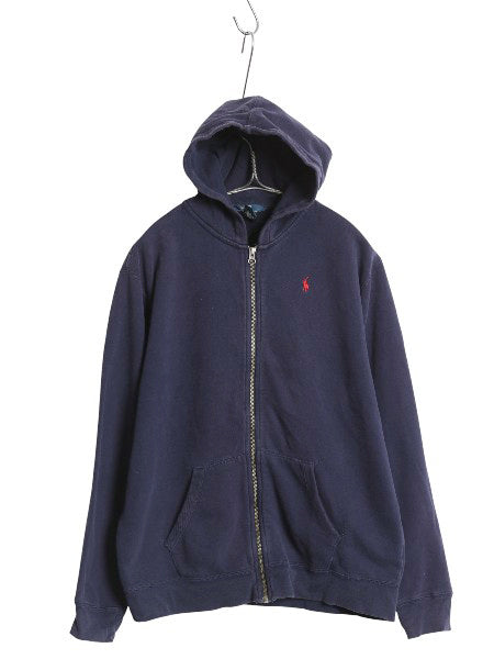 00s ポロ ラルフローレン フルジップ スウェット フード パーカー キッズ XL メンズ S 程/ 古着 オールド トレーナー 裏起毛 ワンポイント