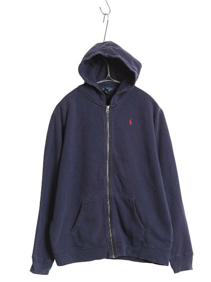 00s ポロ ラルフローレン フルジップ スウェット フード パーカー キッズ XL メンズ S 程/ 古着 オールド トレーナー 裏起毛 ワンポイント