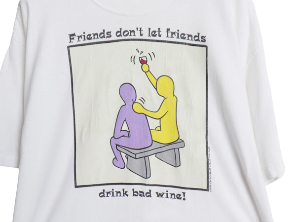 90s 企業 ジョーク イラスト プリント Tシャツ メンズ L / オールド 半袖Tシャツ ワイン アート グラフィック キャラクター ヘビーウェイト