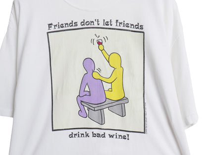 90s 企業 ジョーク イラスト プリント Tシャツ メンズ L / オールド 半袖Tシャツ ワイン アート グラフィック キャラクター ヘビーウェイト