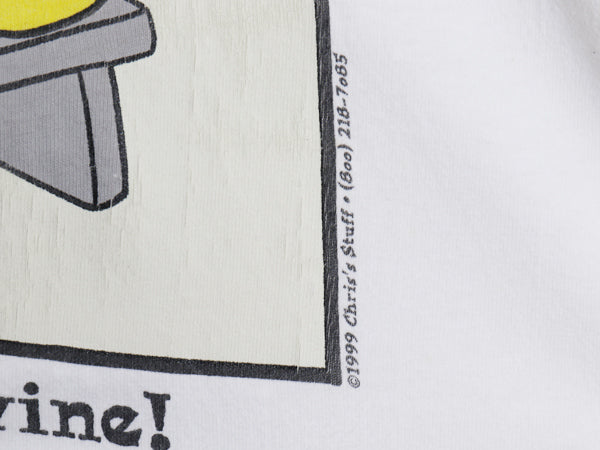 90s 企業 ジョーク イラスト プリント Tシャツ メンズ L / オールド 半袖Tシャツ ワイン アート グラフィック キャラクター ヘビーウェイト
