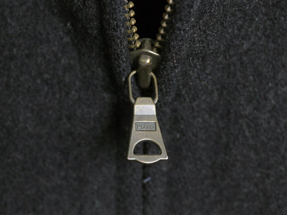 90s ポロ ラルフローレン メルトン ウール スポーツ ジャケット メンズ XL オールド 中綿 ブルゾン スイングトップ 無地 大きいサイズ 濃灰