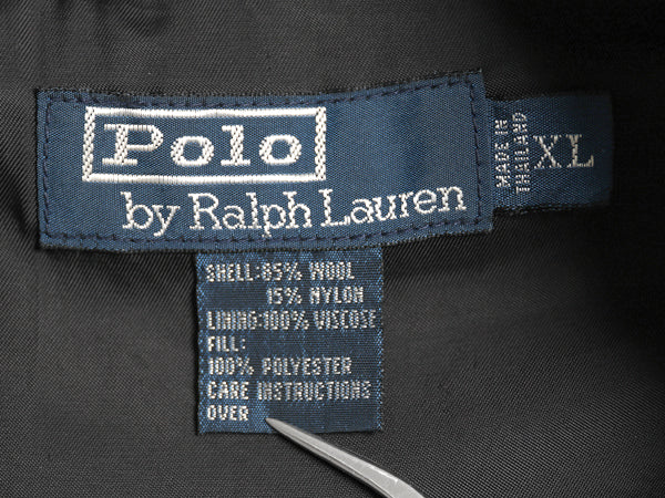 90s ポロ ラルフローレン メルトン ウール スポーツ ジャケット メンズ XL オールド 中綿 ブルゾン スイングトップ 無地 大きいサイズ 濃灰