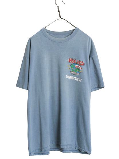 90s ★ バドワイザー イラスト プリント Tシャツ メンズ L 程/ オールド 企業物 当時物 ビール グラフィック シングルステッチ フェード