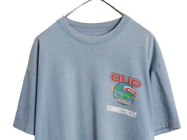 90s ★ バドワイザー イラスト プリント Tシャツ メンズ L 程/ オールド 企業物 当時物 ビール グラフィック シングルステッチ フェード