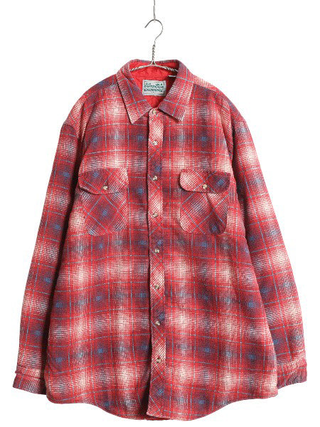 80s Outdoor Exchange チェック 長袖 フランネル シャツ メンズ XL / ヴィンテージ 中綿 キルティング ライナー付き オンブレ ネルシャツ