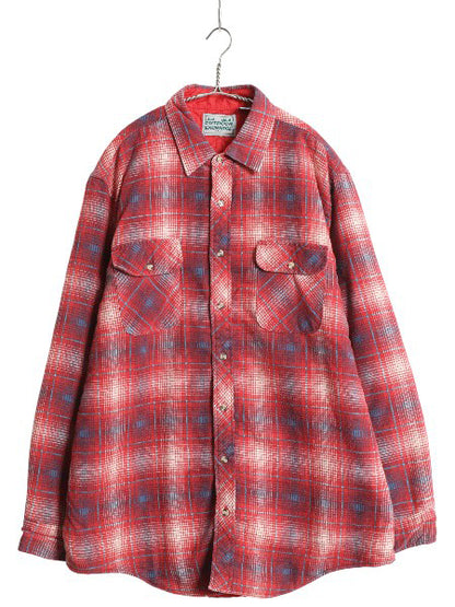 80s Outdoor Exchange チェック 長袖 フランネル シャツ メンズ XL / ヴィンテージ 中綿 キルティング ライナー付き オンブレ ネルシャツ