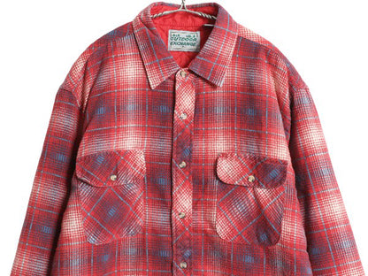 80s Outdoor Exchange チェック 長袖 フランネル シャツ メンズ XL / ヴィンテージ 中綿 キルティング ライナー付き オンブレ ネルシャツ
