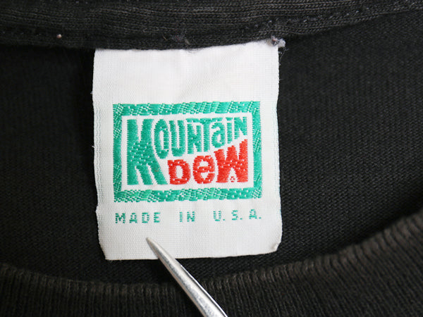 90s USA製 マウンテンデュー イラスト プリント Tシャツ メンズ XL オールド 企業 ペプシ グラフィック シングルステッチ 大きいサイズ 黒